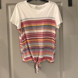 Tie front shirt sleeved top size medium